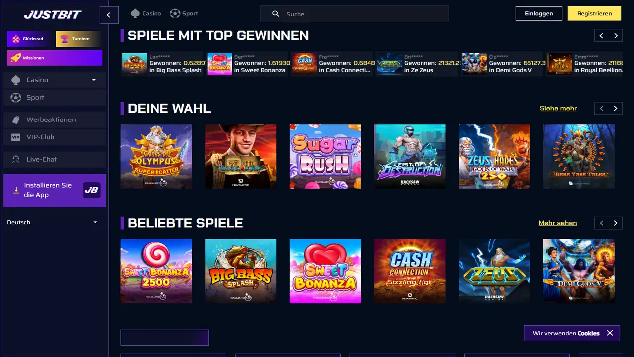 Justbit Casino Startseite (Spiele)